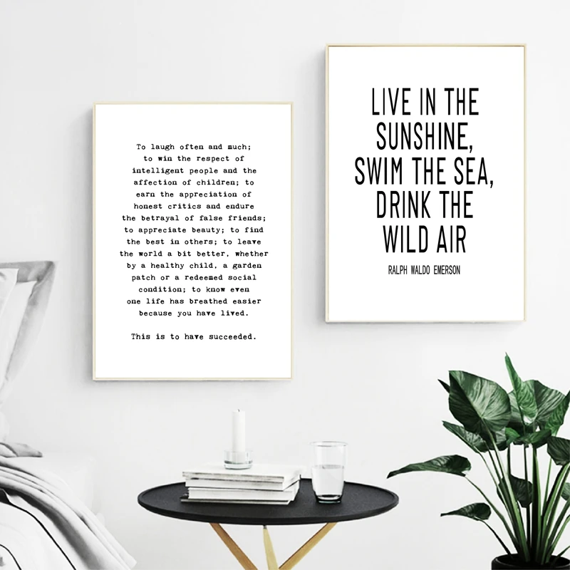 Ralph Waldo Emerson Success Quotes Wall Art Canvas Posters Prints Modern Minimalist Painting Home Office Decoration