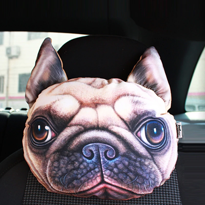 자동차 머리 받침 자동 머리 받침 사랑스러운 3D 인쇄 동물 얼굴 자동차 좌석 커버 목 자동 안전 머리 받침 용품