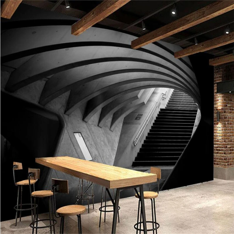 beibehang 3D three-dimensional time tunnel channel KTV restaurant wall custom large mural green wallpaper papel de parede