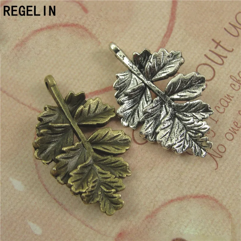 REGELIN Antique Bronze Maple leaf connection Charm Pendant 10pcs 20x31mm for Diy Necklace Jewelry Making Handmade Craft