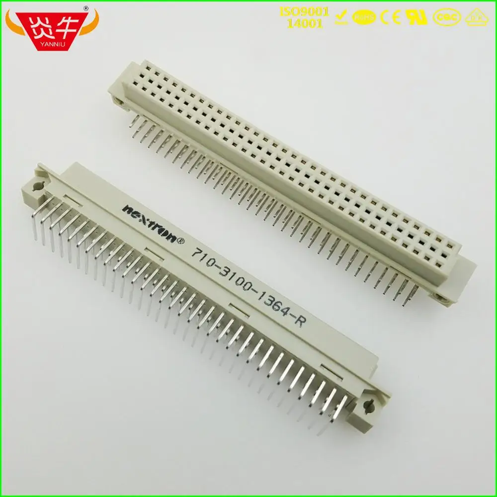 

50Pcs 364 DIN41612 DIN CONNECTOR 710-3100-1364-R 2*32P 64PIN FEMALE RIGHT ANGLE PINS EUROPEAN SOCKET 9001-14641COOA NEXTRON