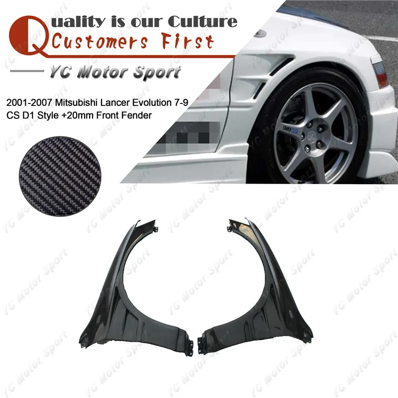 Car Accessories Carbon Fiber CS D1 Style +20mm Front Fender Fit For 2001-2007 Evolution 7-9 EVO 7 8 9 Front Fender Cover