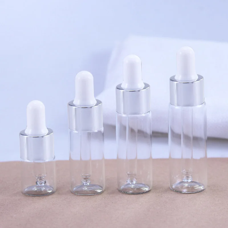 10pcs/lot 5/10/15/20ml Clear Glass Dropper Bottle With Black Lid Portable Glass Eye Dropper Aromatherapy Esstenial Oil Bottle