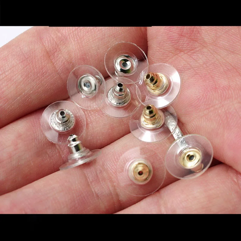 100pcs/lot Rubber Earring Backs Stopper Stainless Steel Earnuts Stud Earring Back For DIY Jewelry Making Findings Accessories
