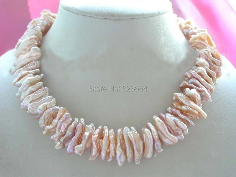 

18" Genuine Natural 23mm Pink biwa Pearl Necklace