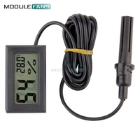 Professional Mini Probe Digital LCD Thermometer Hygrometer Humidity Temperature Meter Indoor Digital LCD Display Black