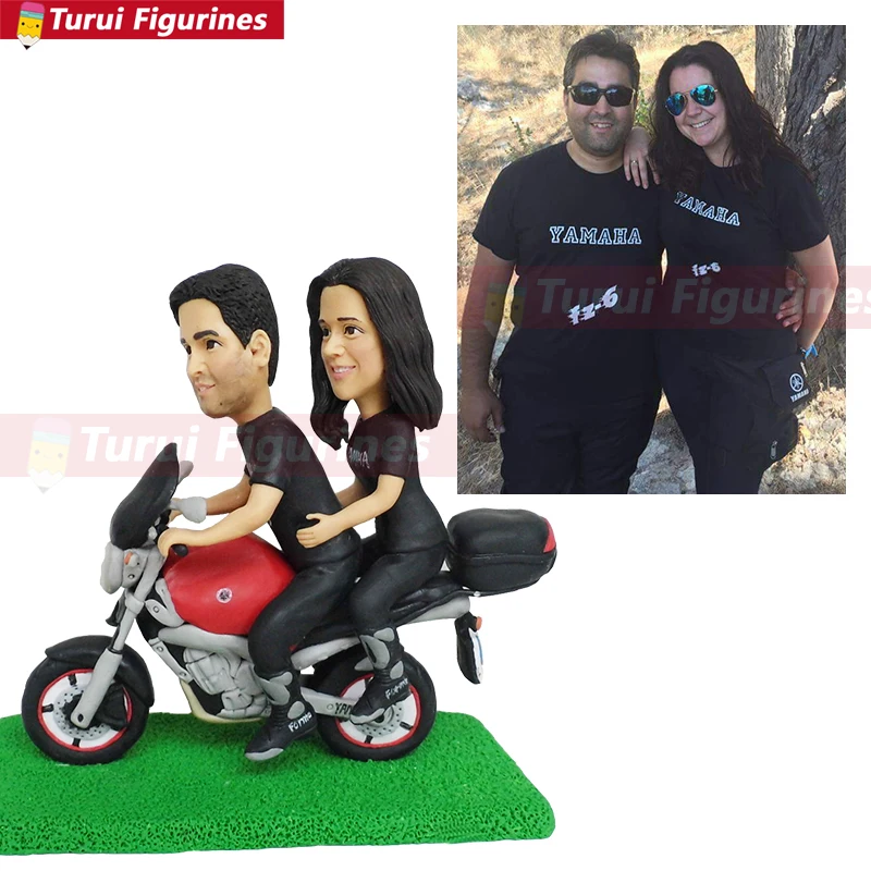 Motorbike Personalize Wedding Cake Topper Custom Bobblehead Cake Topper Wedding Gift birthday gifts head sculpt collectible doll