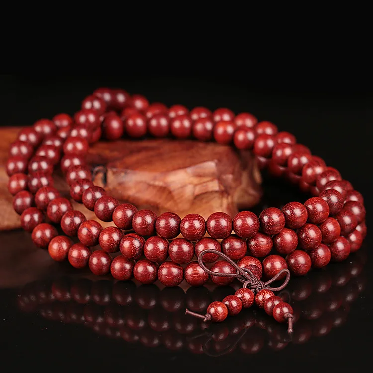 Zambian Red sandalwood Buddhist 0.6cm /0.8cm*108 Prayer Beads Malas Natural Wooden Bracelets For Women Men Yoga Jewelry