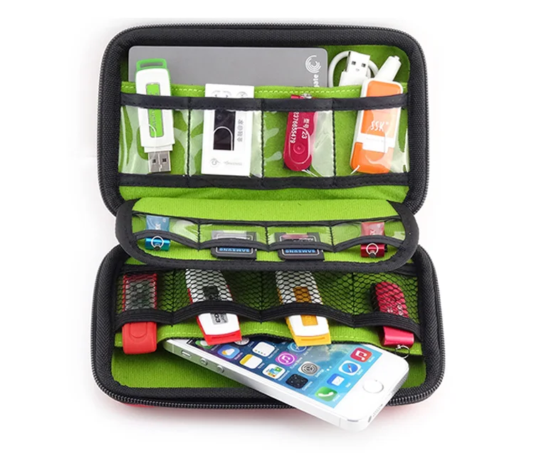 GHKJOK PU 가죽 하드 쉘 케이스, U 디스크, SD 카드, USB 플래시 드라이브, 파워 뱅크 하드 디스크용 전자 액세서리 정리함