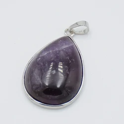 Silver Plated Natural Amethyst Crystal Stone Water Drop Necklace Pendants Healing Female Women Elegant Charm Jewellery Bijoux