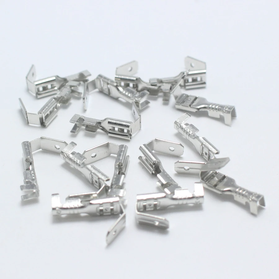 10Sets 4.8mm Against Crimp Terminal Splice Male Female 2 in 1 Spade Connector Terminal for 0.4-1.5mm2 Cable