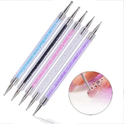 Penna punteggiata per unghie a doppia estremità manico con perline di cristallo borchie con strass Picker matita per cera Manicure strumento per Nail Art