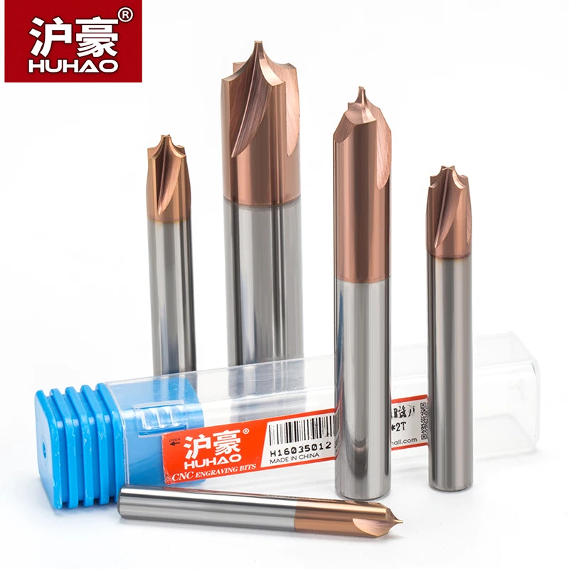 Imagem -03 - Huhao 1pc Carboneto Sólido Anti-r Chanfradura Roteador Bit para Liga de Aço e Flautas Arco r Ângulo Fresa Cnc Fresa