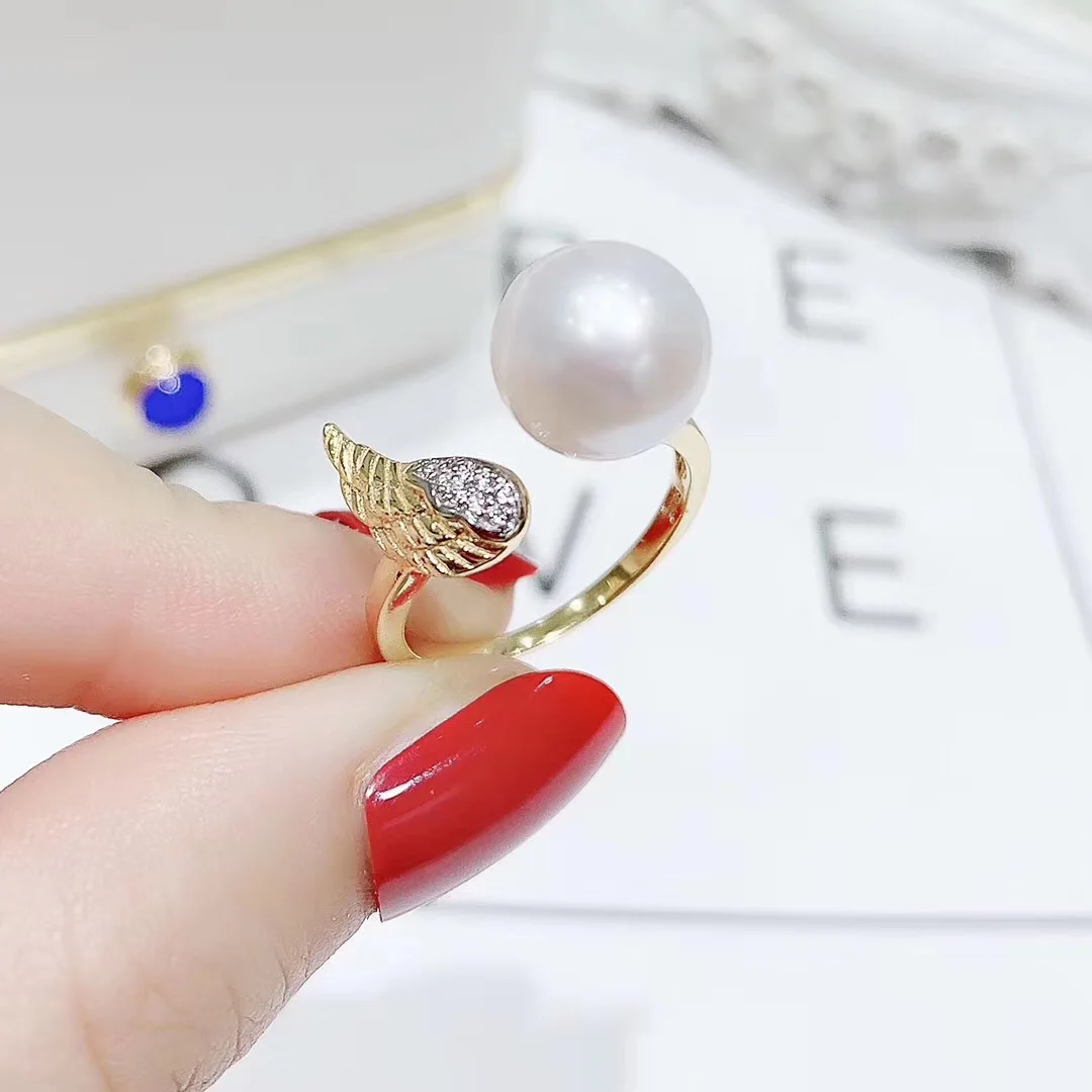 3Pcs/Lot Wings Style Pearl Rings Holder S925 Sterling Silver Pearl Rings Settings Women DIY Pearl Rings Findings