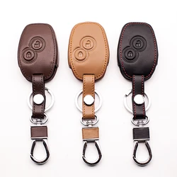 Leather car key case cover For Renault Kangoo Scenic Megane Sandero Captur Twingo Modus remote control cover 2 buttons Key Shell