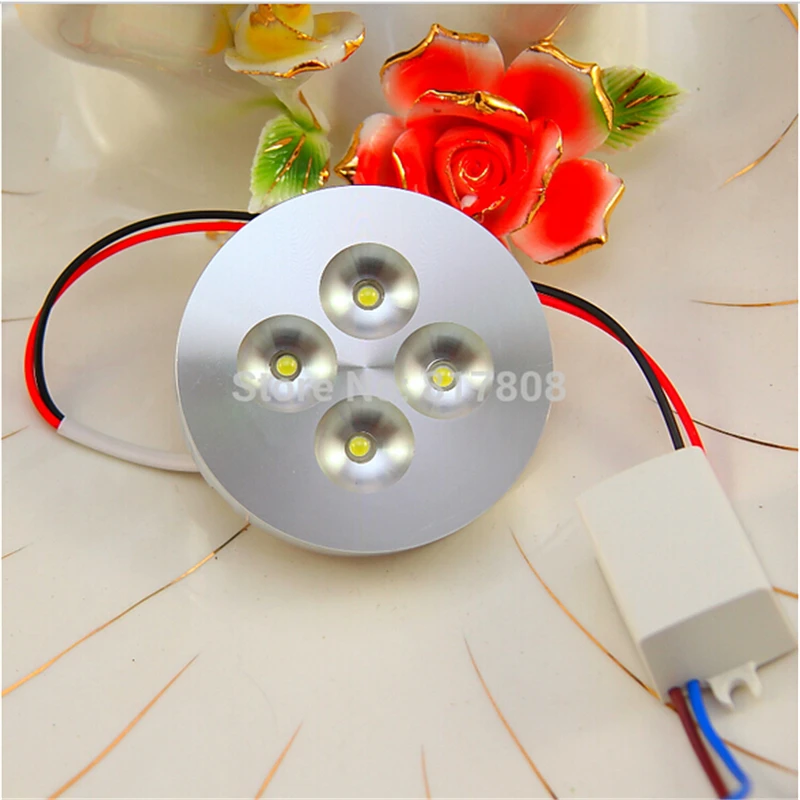 12PCS/Lot 4W Dimmable LED Under Cabinet Puck Light Ceiling Downlight High Quality LED Cabinet Light With Driver