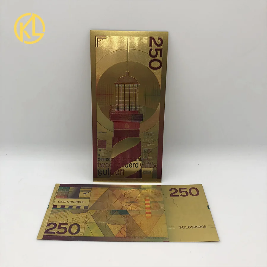 1pcs/lot Color Netherlands 250 Dutch Guilder Gold Banknote Replica for Souvenir Gift and Collection