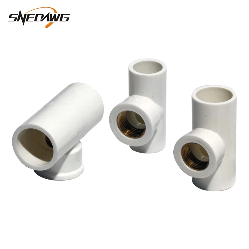 

PVC-U Pipe Fittings Tee Water Pipe Joint 20/25/32mm ID Tube 1/2'' 3/4'' 1'' Brass Thread Water Connectors DIY UPVC Pipe Joint