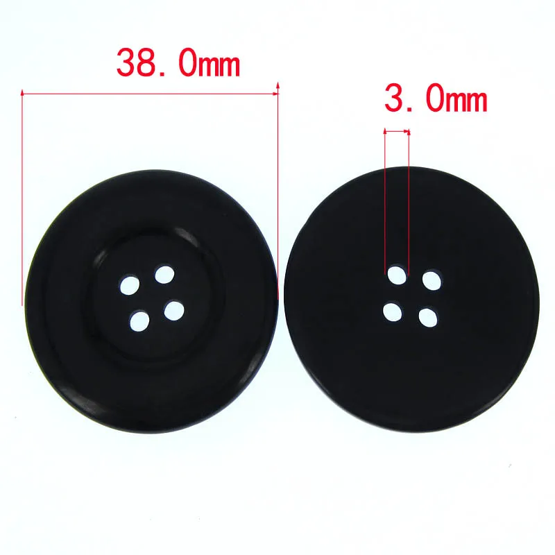 6 stuks 1-1/2 inch 4-gats zwarte harsknoppen grote knoppen geschikt voor naaien, knutselen, scrapbooking 3,8 cm