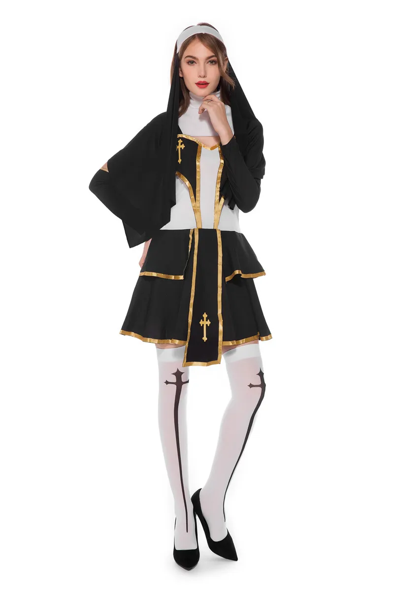 Costume Sexy de la vierge marie nonne pour femmes adultes, Costume d'uniforme de Cosplay de fête fantaisie d'halloween