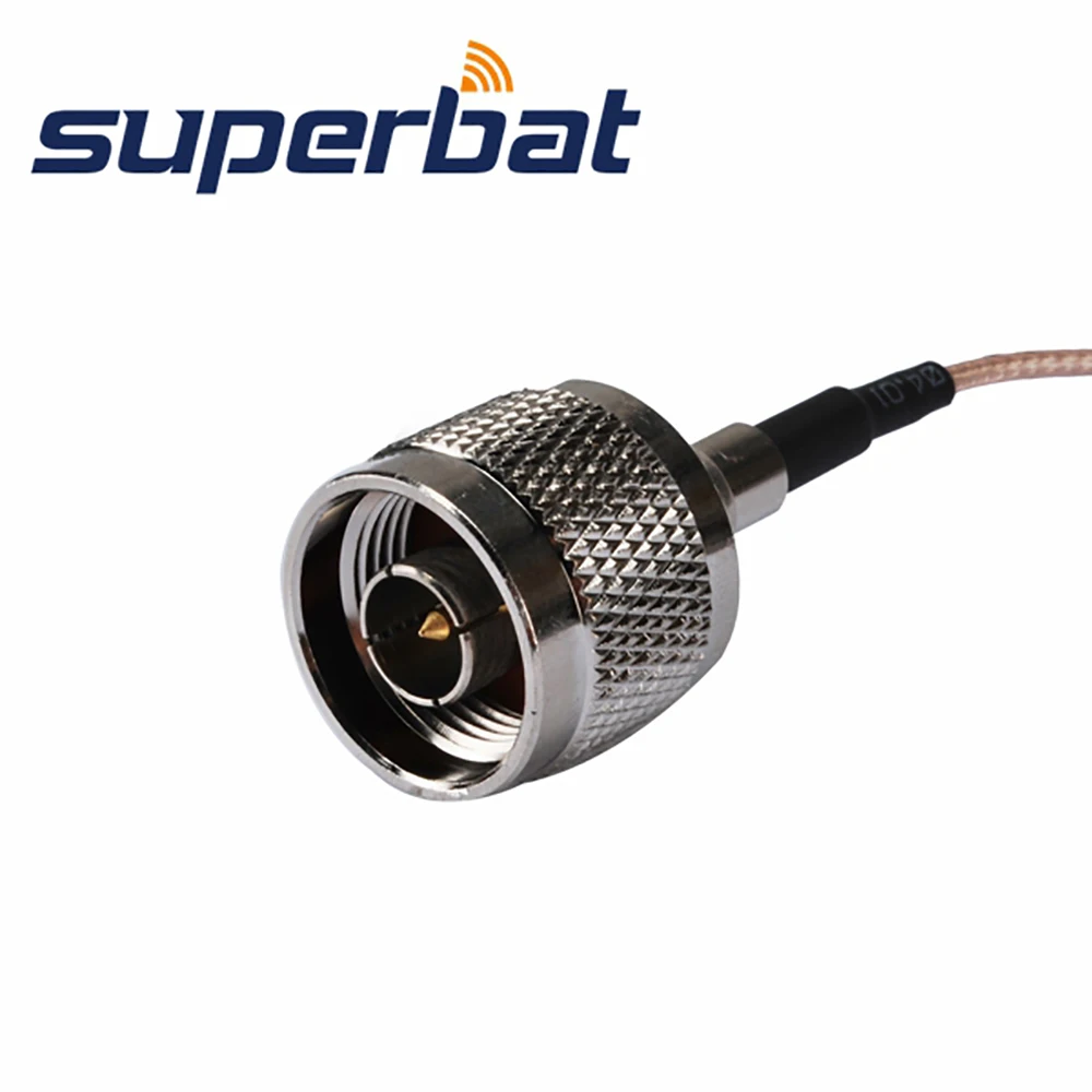 Superbat MMCX Plug Right Angle to N Straight Male Pigtail Cable, Antenna Feeder Cable Assembly, RG316, 20cm