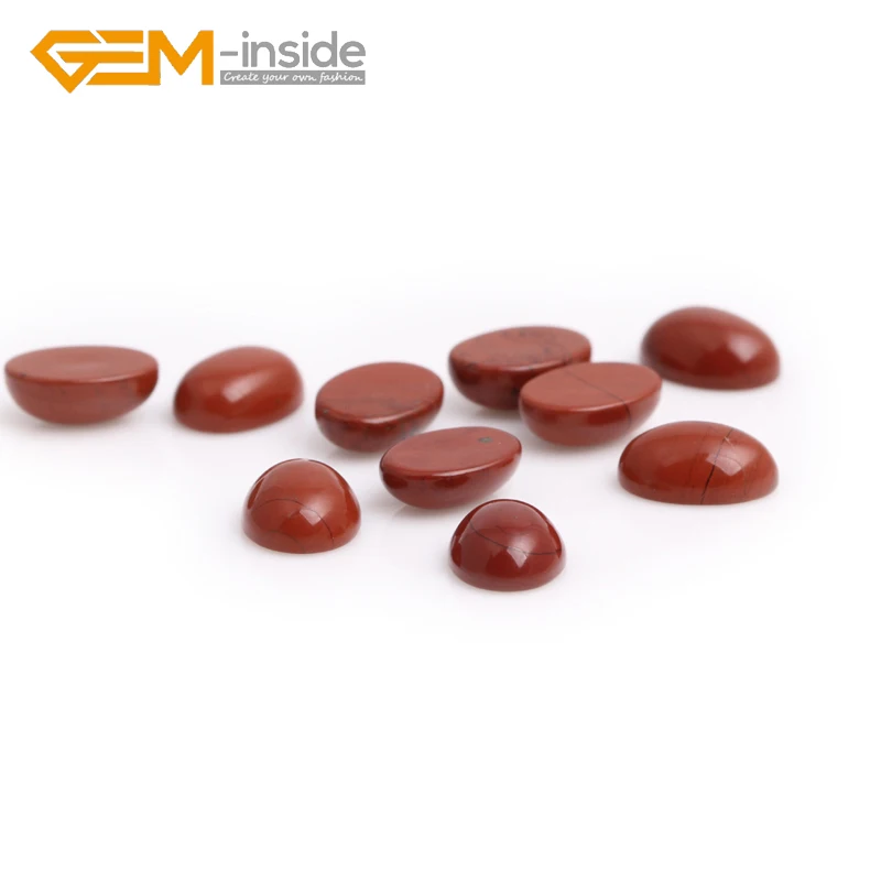 5 PCS GEM-inside Round/Oval Shape Natural Red Jaspers Stone CAB cabochon Beads For Jewellery Ring Pendant Making DIY Gifts