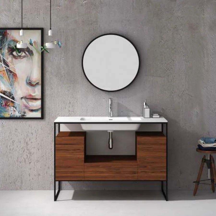 1200mm Modern Up-market Design Floor Mounted Cabinet Soft closing technique Solid Surface Stone Basin Vanity 2702