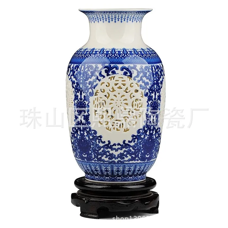 Jingdezhen porcelain handmade ceramic vase hollow wax gourd vase ornaments pottery ornaments wholesale