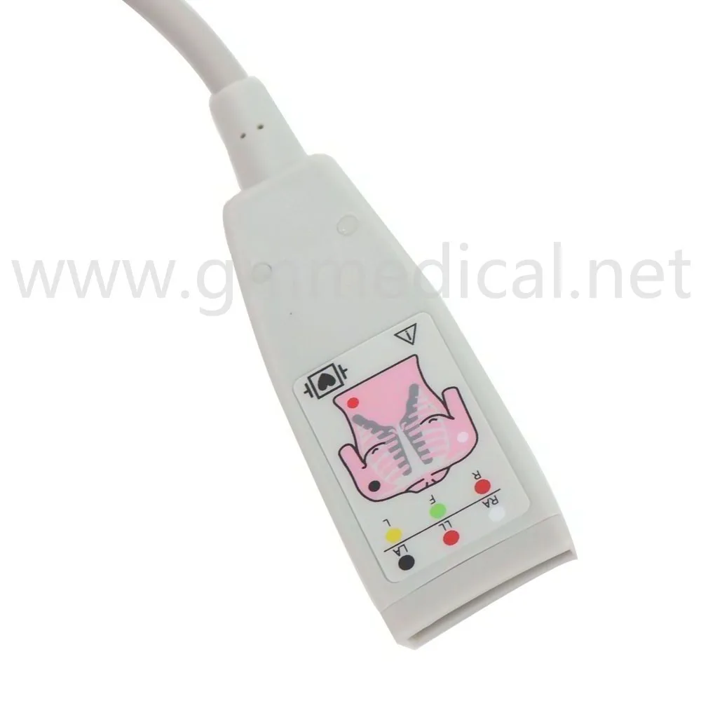 Compatible With Philips Medical OEM  M1669A  3-Lead ECG Trunk Cable Round 12PIN AAMI & IEC Label Included.