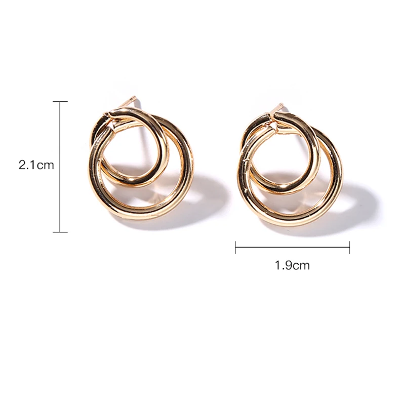 New Arrival Double Circle Stud Earrings For Women Fashion Jewelry Geometric Round Earring Oorbellen Brincos Bijoux