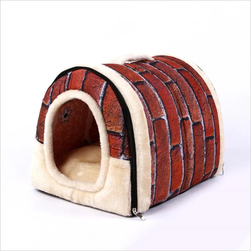 Foldable Pet House Dog Bed Nest with comfortable mat Soft Plush Pet Kennels for Puppy Dogs Cat S M L Sizes Available