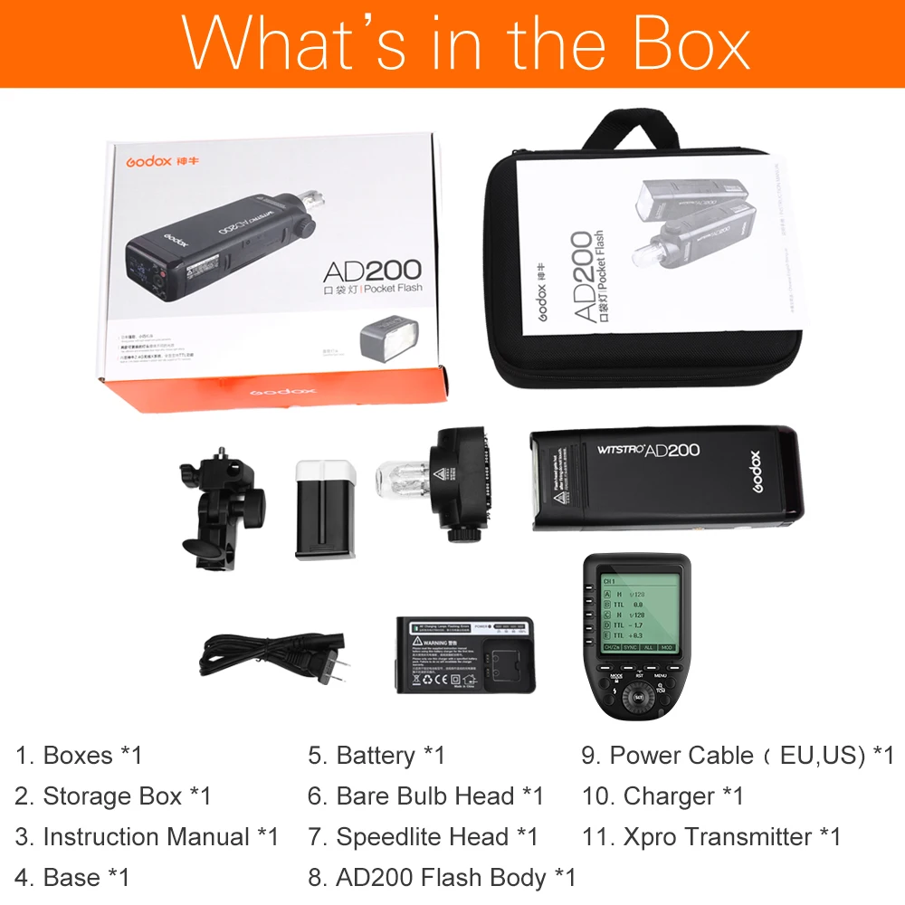 Godox AD200 200Ws TTL Flash for Canon Nikon Fujifilm