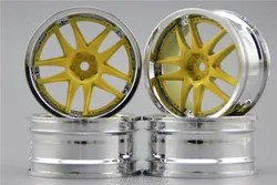 4pcs 1/10 Touring&Drift  Wheel Rim HD5CY(Chrome+Painting Yellow) 4mm offset  fits for 1:10 Touring&Drift Car 1/10 Rim 10767