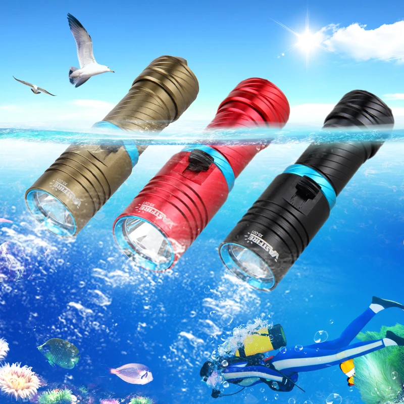 Waterproof LED Scuba LED Light Cycling Flashlight 28650/18650 Torch Waterproof 100M No Battery 3 Colors