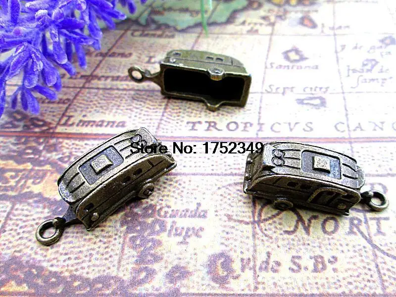 10pcs- Trailer charms, Antique Bronze Travel Trailers Charm pendants 27x10x10mm