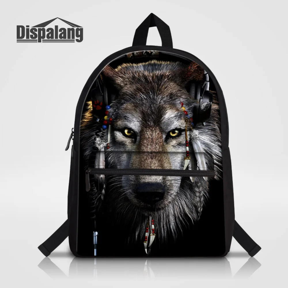 

Dispalang Cotton School Bag For Teenager Men Women Laptop Backpacks Wolf Print Male Mochila Leisure Travel Backpack Rucksack