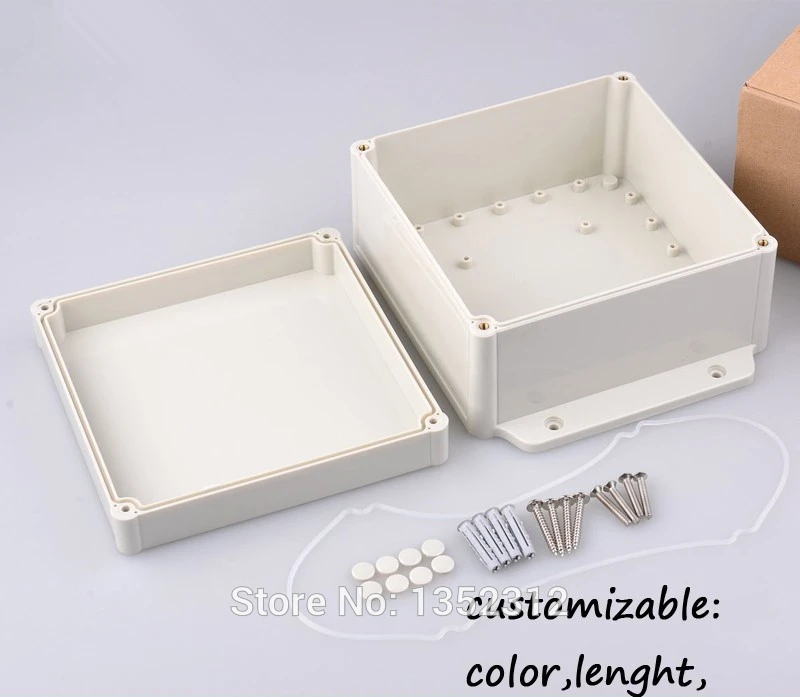 One pcs 204*166*91mm plastic waterproof box abs junction case weatherproof distribution box IP68 DIY project box with belt ears