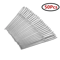 Hand Sewing Needles, 50PCS 6cm Blunt End Needles Large Eyes [Very Useful for Stitching Leather]   AA7378