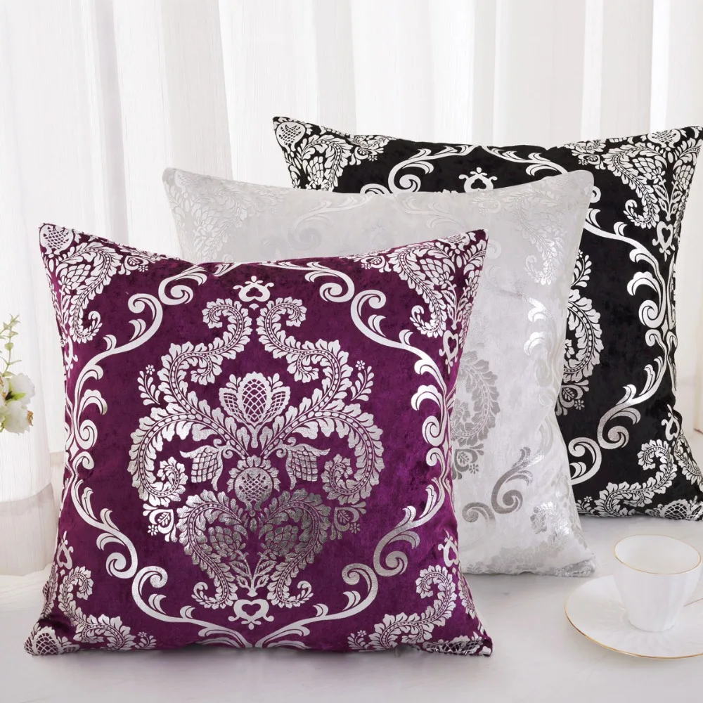 European Luxury Silver Stamp Velvet Pillow Cushion Cover, Sofa Cushion Cover, Bed Room ornament, Wholesale, New, FG749