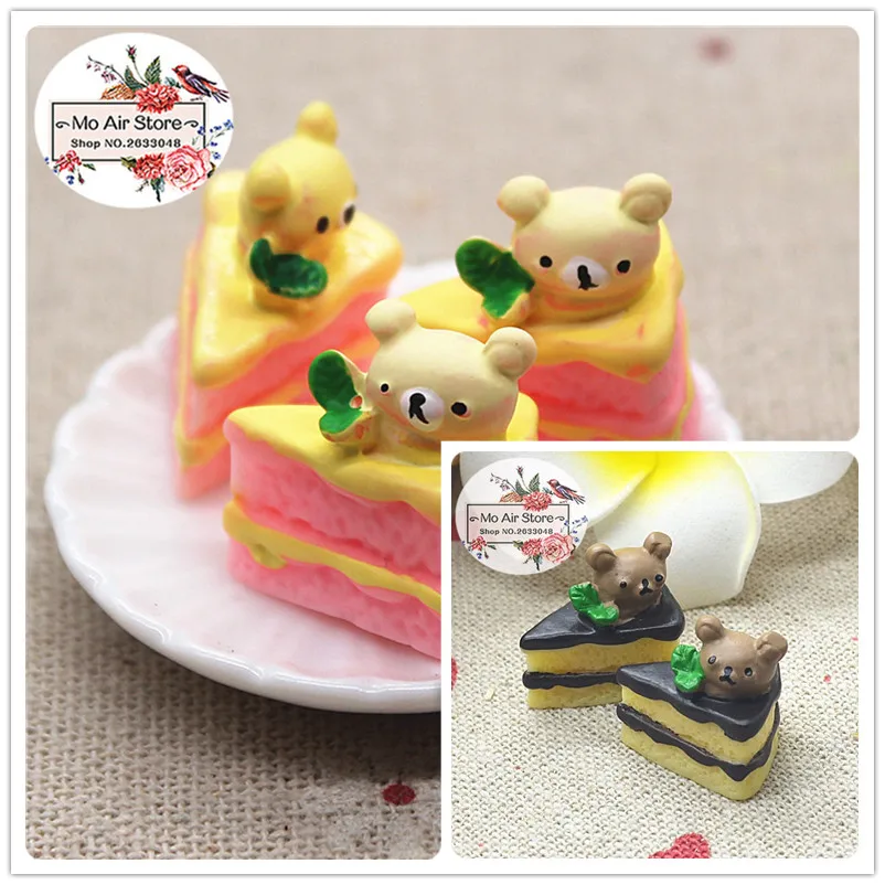 bear cake 10PCS 18x12mm Resin Flatback Cabochon Miniature Food Art Supply Decoration Charm Craft