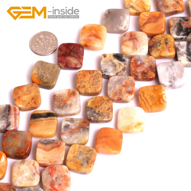 15mm Diagonal Square Twist Assorted Material Natural Gem Stones Flat Beads For Jewelry Making DIY 15\