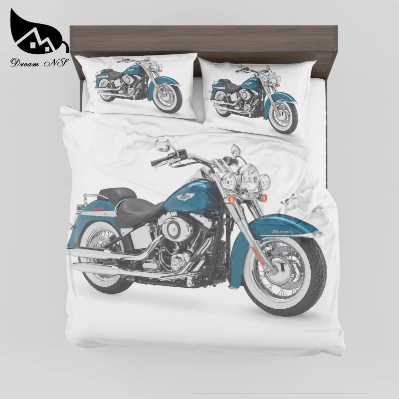 

Dream NS High Definition 3D Bedding Set Digital Print Classical Motorcycle Quilt Cover Custom Home Textiles Bedclothes King Bed