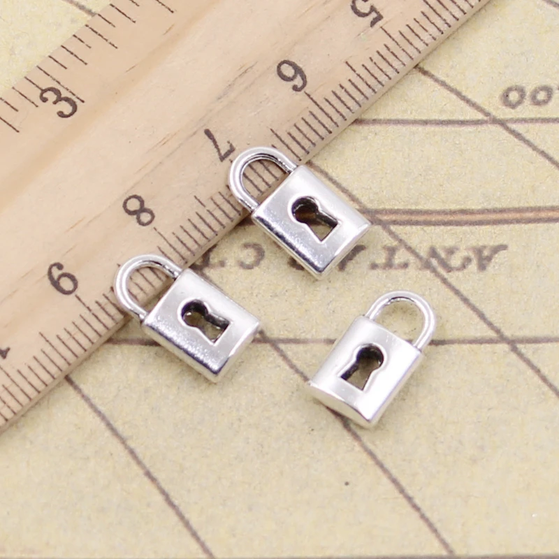 20pcs Charms Lock 14x8mm Tibetan Bronze Silver Color Pendants Antique Jewelry Making DIY Handmade Craft