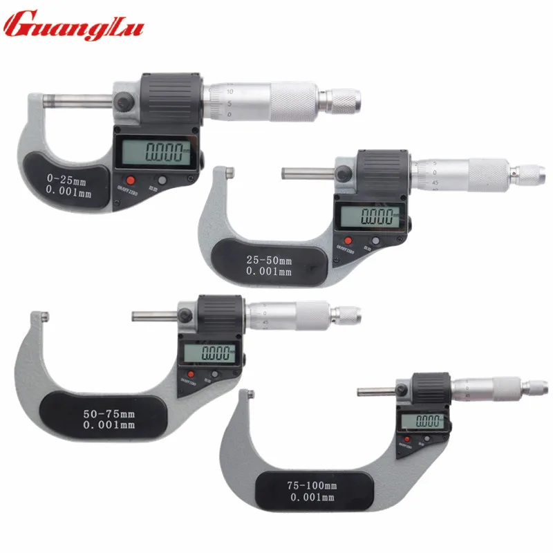 

GUANGLU Digital Micrometer 0-25mm/25-50mm/50-75mm/75-100mm Outside Micrometer Measuring Tools 1pc