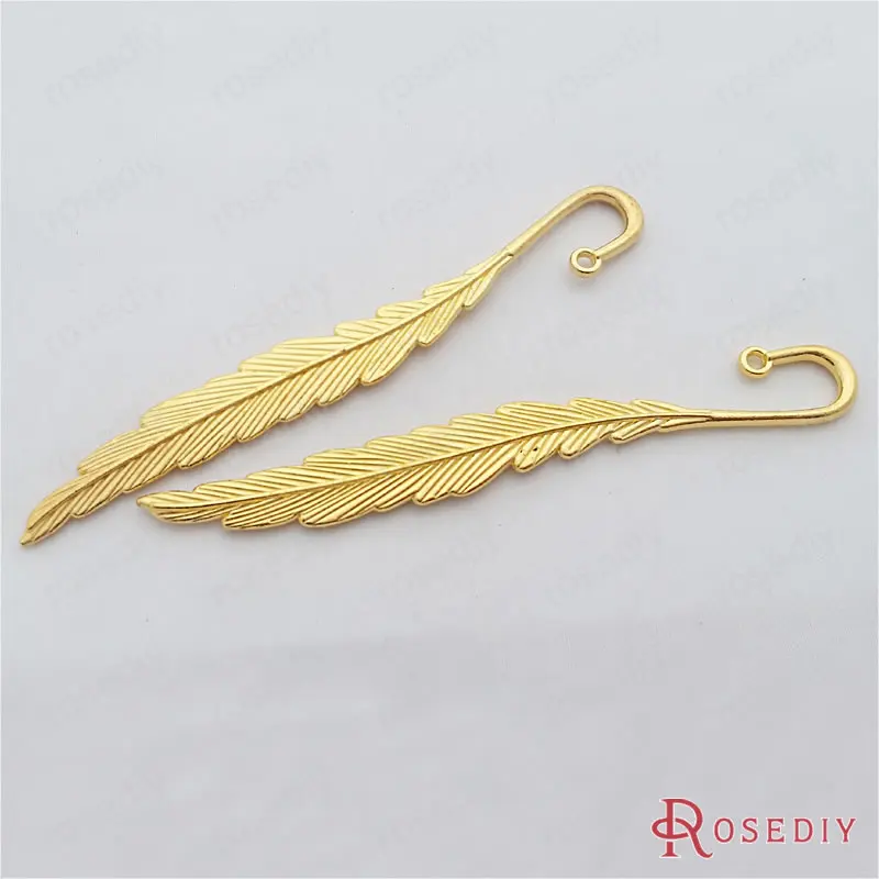 

Wholesale 11.8*1.2cm Gold color Feather Zinc Alloy Bookmarks with a Hanging Hole Diy Jewelry Findings Accessories 5 pcs(JM7282)
