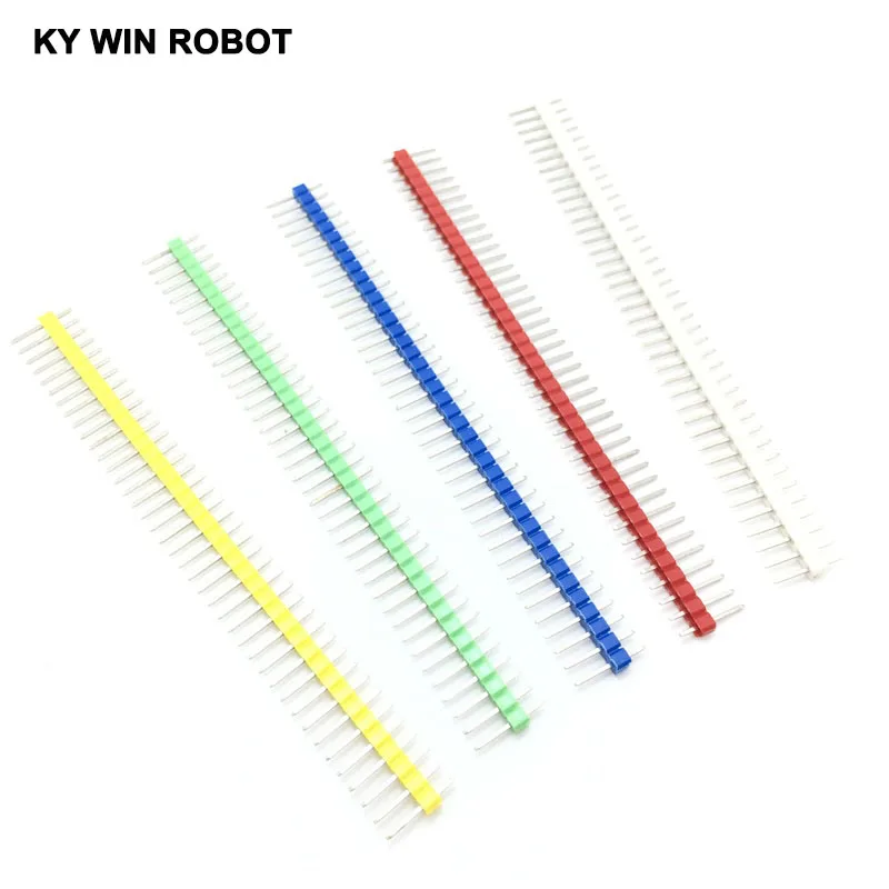 

10pcs/lot 40 Pin 1x40 Single Row Male 1*40 2.54mm Breakable Pin Header Connector Strip Black + White + Red + Yellow + Blue