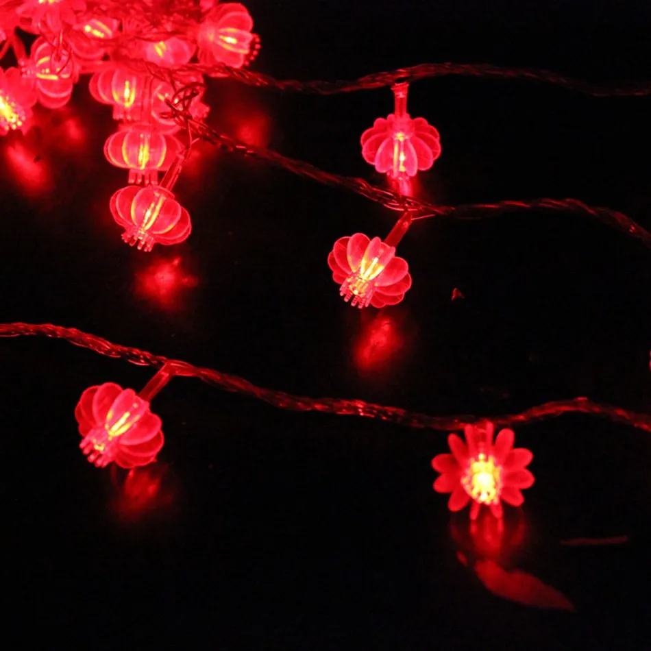 traditional red lantern led string light 8M with 50pcs leds battery operated for party supplies Chinese New Year Home decoration