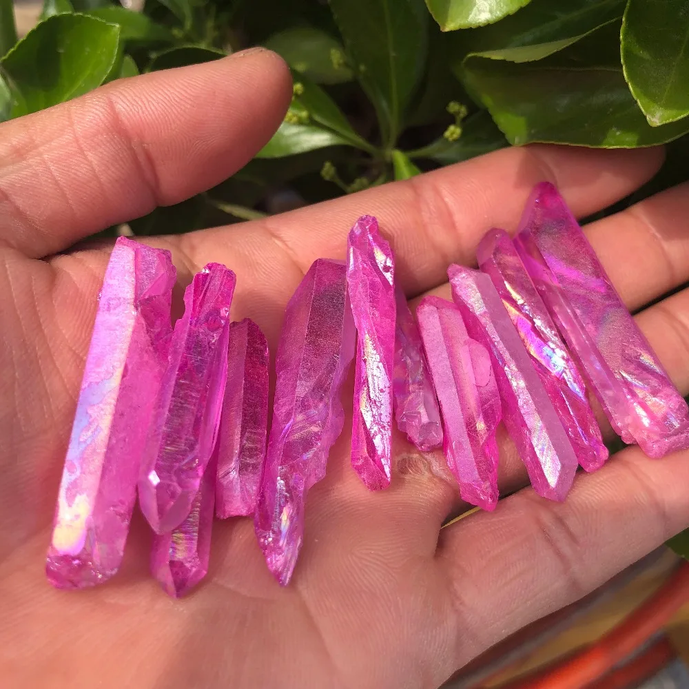 

100g Natural Rock Quartz Points Electroplating Colorful Crystal Points Reiki