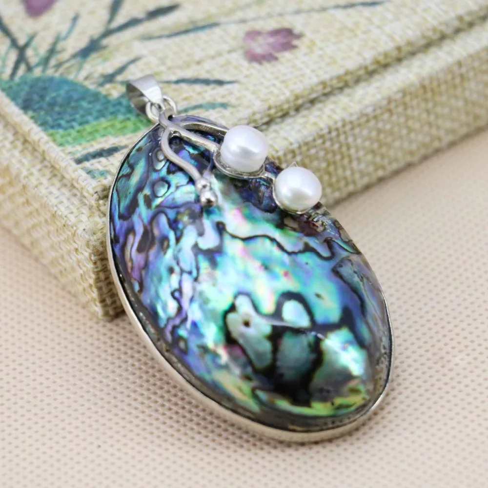 36x57mm Hot Sale Prevalent Abalone Natural Abalone Seashells Sea Shells Pendants Making Jewelry Crafts Women Girls Gifts Diy