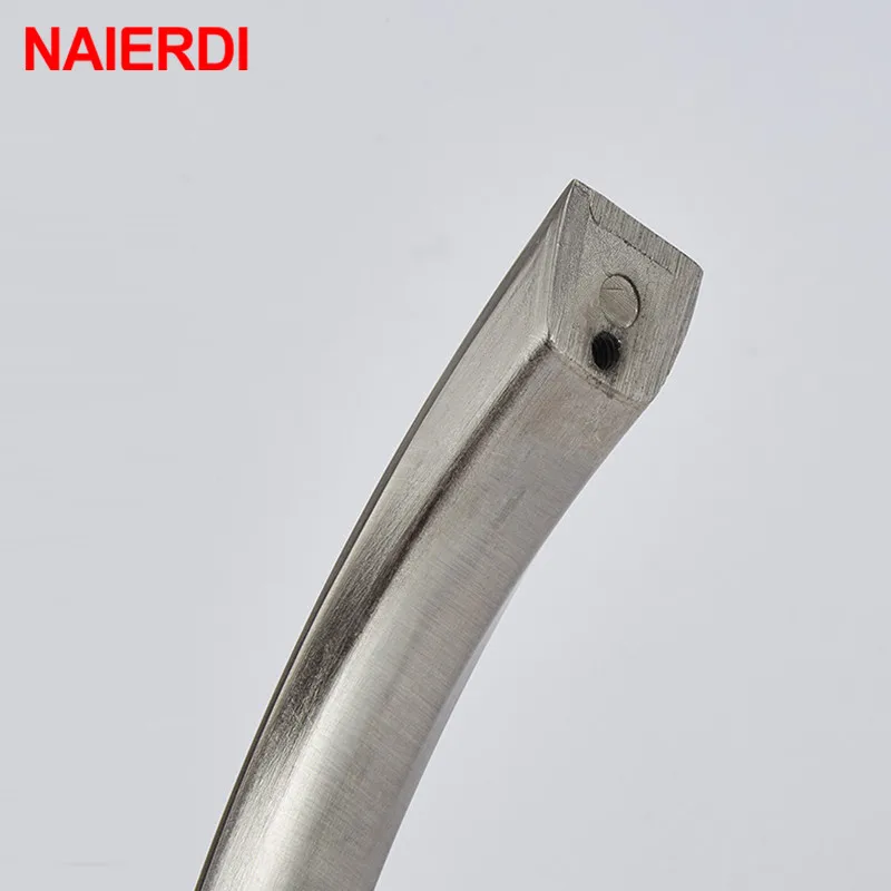 NAIERDI Brushed Silver Aluminum Alloy Kitchen Door Handles Cabinet Handles Drawer Knobs Wardrobe Door Handles Modern Style